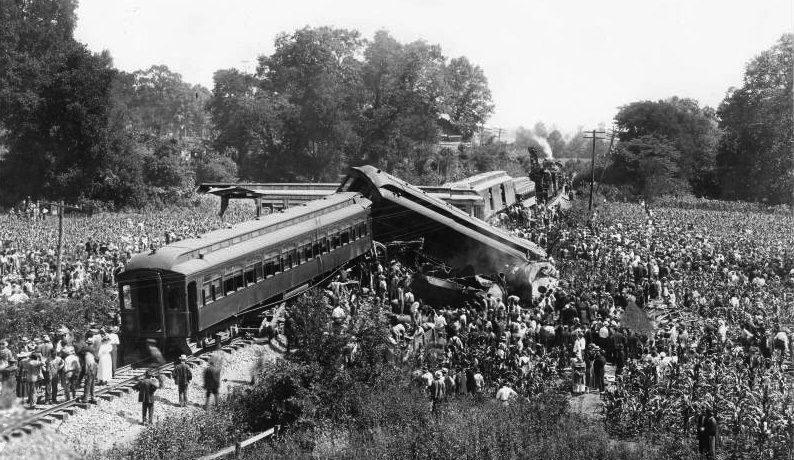 Historic photograph of a train wreck - the Democrat vision for Minnesota